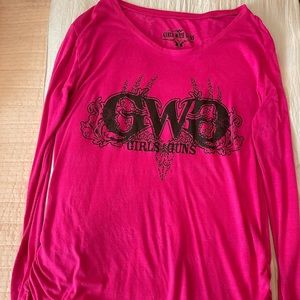 Girls with Guns hot pink long sleeve. 1XL